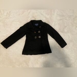 Cherokee Black Wool Pea Coat with Ruffles and Buttons Girl 4T